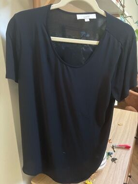 LOFT Black Scoop Neck Short-Sleeve Tee